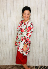 Samantha Ruffle High Low Tunic-Ivory Rose