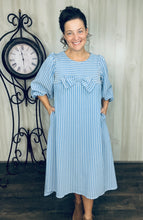 Mandy Pinstripe & Bow Dress- Chambray