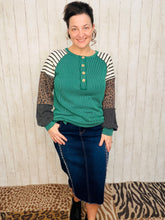 Gina Leopard & Stripes Ribbed Top