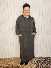 Cozy On Up Ribbed Lounge Dress- Charcoal Black