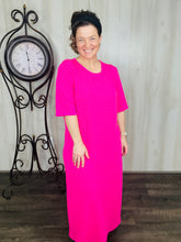 Summer Joy Dress- Ribbed Hot Pink