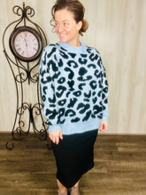 Blue & Leopard Print Sweater