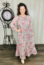 Cassie Tiered Boho Style Dress: Mauve & Leopard