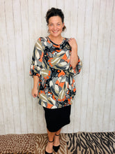 Gray & Orange Leaf Tunic