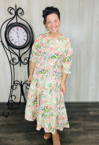 Summer Days Floral Dress- Green Mix