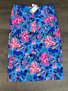 Amy Thicker Fabric Pencil Skirt- (Regular & Plus) -Multi Blue (33" Length)