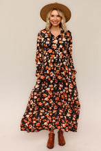 Kaylee Collared Black & Floral Dress