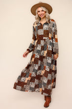 Kaylee Collared Animal Print Patchwork Dress