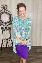 Dramatic High-Low Tunic -Blue Patchwork