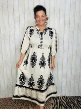 Tara Cream & Black Abstract Print Dress