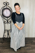 Striped Overall Dress- Black & White