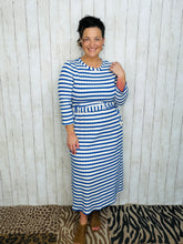 Ribbed Lounge Dress- Blue Striped
