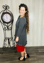 Samantha Ruffle High Low Tunic-Ribbed Black/Charcoal
