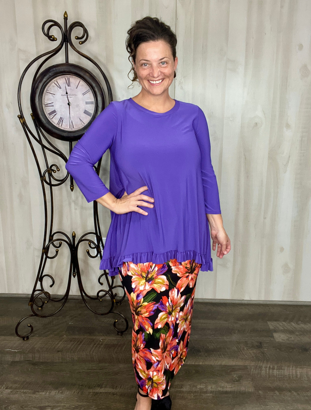 Samantha Ruffle High-Low Tunic-Purple
