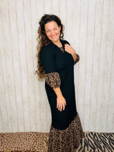 Black & Leopard Textured Dress