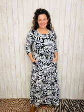 Hannah Tiered Square Neck Dress- Black & Lavender