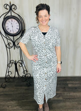 Leopard & Buttons Midi Dress