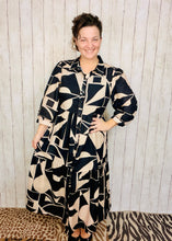 Mallory Abstract Dress- Black & Ivory