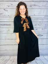 Sonja Leopard Bow Dress- Black