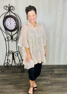 Rose Gold Ruffle & Sequin Blouse