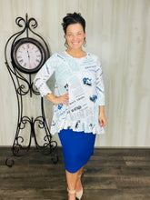 Samantha Ruffle High Low Tunic-Newspaper Print
