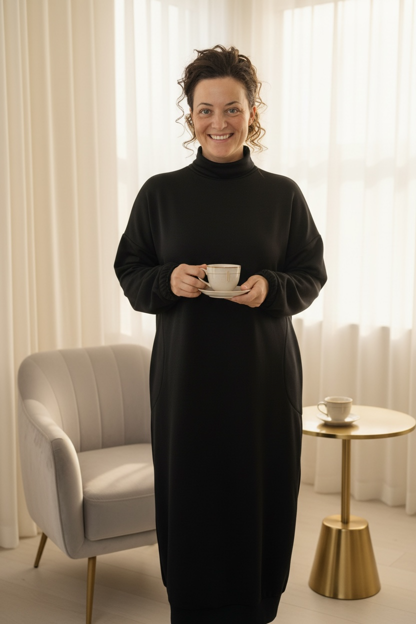 Fabulous Sweatshirt Dress-Black 2XL