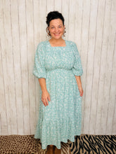 Georgiana Sage Square Neck Dress