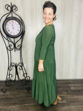 Tonya & Wood Button Dress- Olive