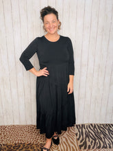 Tonya Marie Tiered Dress- Midi Length-Black