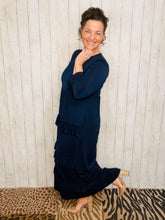 Misty Ruffle Tiered Dress-Navy