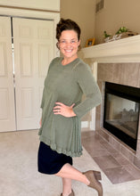 Samantha Ruffle High Low Tunic-Ribbed Olive