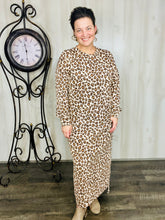 Sophia Sweatshirt Dress-Brown Leopard Print