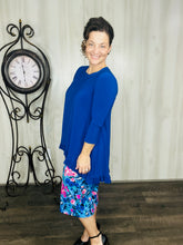 Samantha Ruffle High-Low Tunic-Royal