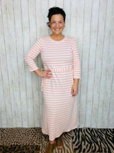 Ribbed Lounge Dress- Pink Striped