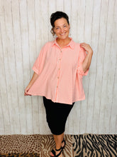 Rylee Coral & White Striped Top