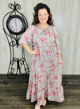 Cassie Tiered Boho Style Dress: Mauve & Leopard