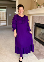 Kayla Ruffle Sleeves Dress-Purple