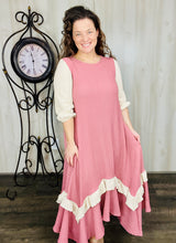 Michella High Low Dress-Mauve & Cream