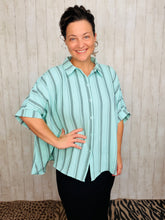Rylee Mint & Grey Striped Top