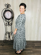 Rena Charcoal & Ditsy Floral Print Dress