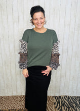 Isabella Ribbed Leopard & Olive Top