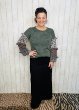 Isabella Ribbed Leopard & Olive Top