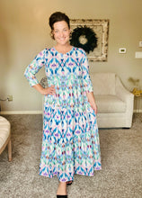 Tonya Marie Tiered Dress-Blue & Pink Dreams