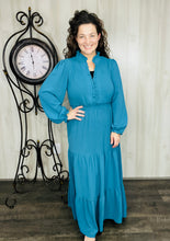 Nicole Smocked Waist Dress- Teal