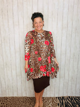 Cynthia Ruffle High Low Tunic-Animal Print & Pink Floral