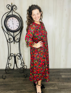 Brenda Red Floral Dress