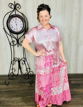 Metallic Short Sleeve Buttons Shirt-Pink or Rose Red