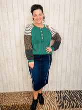 Gina Leopard & Stripes Ribbed Top