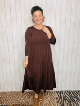 Tonya Marie Tiered Dress- Midi Length-Brown