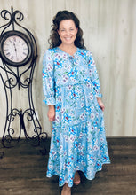 Clara Blue Peony Dress